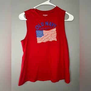Old Navy Red Sleeveless Top with Flag Graphic